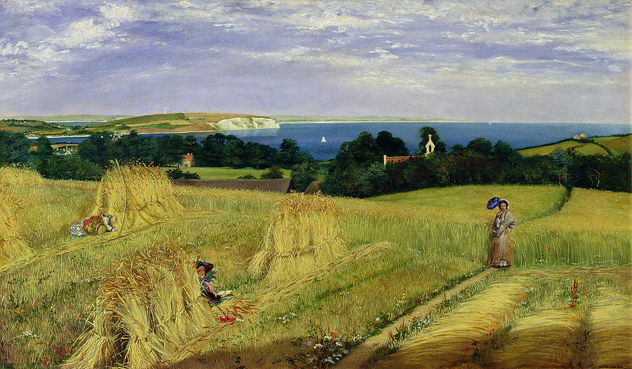 900x526 Corn Field In The Isle Of Wight Painting By Richard Burchett - Wight Painting