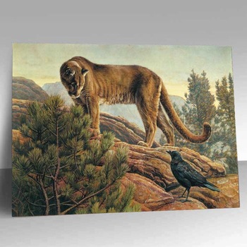350x350 3d Wild Animal Oil Paintings Of Climbing Moutain Lion - Wild Animals Painting