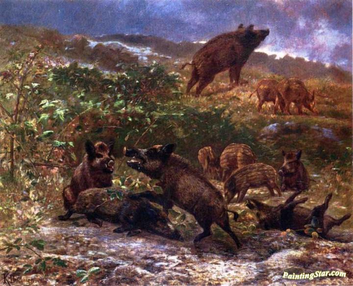 Wild Boar Painting at PaintingValley.com | Explore collection of Wild ...