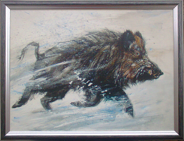 600x461 Hunting, Wildlife Wild Boar, Painting - Wild Boar Painting