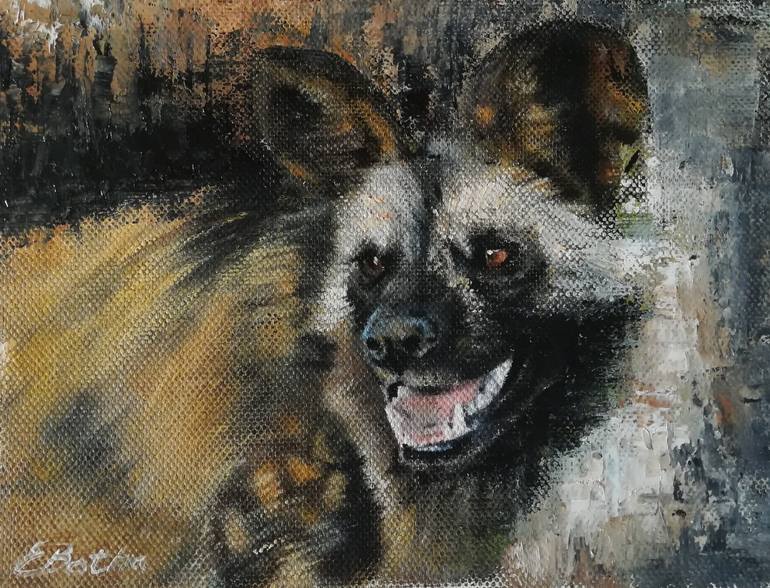 770x588 Saatchi Art African Wild Dog Painting By Ella Botha - Wild Dog Painting