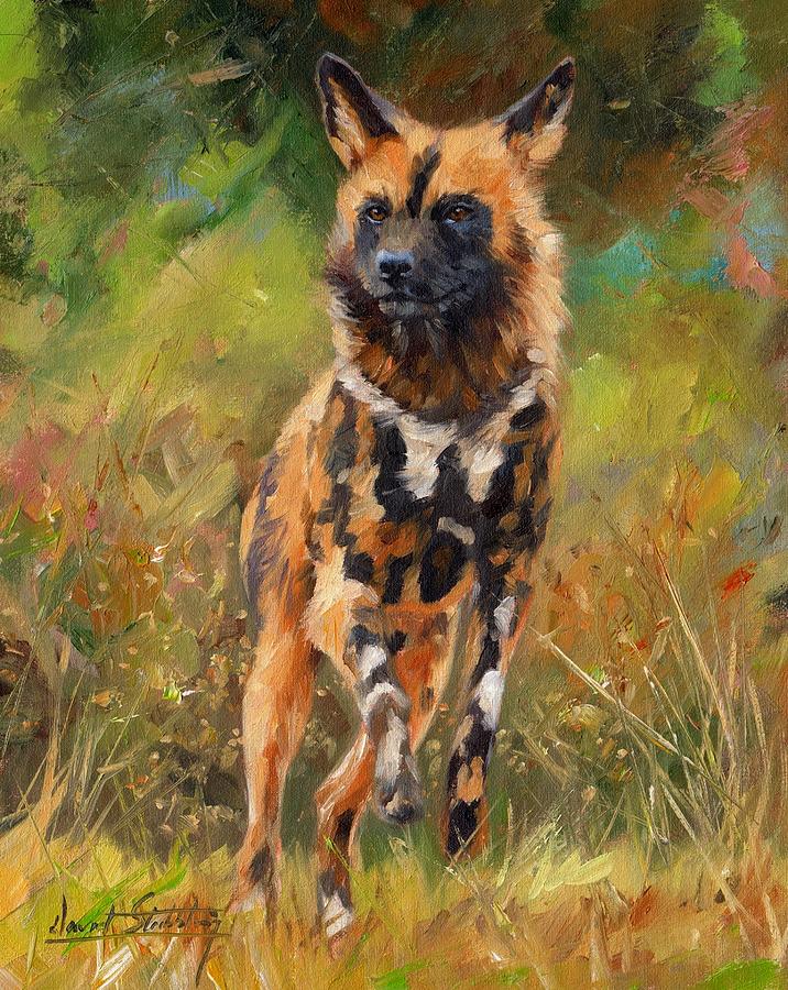 716x900 African Painted Wild Dog Painting By David Stribbling - Wild Dog Painting