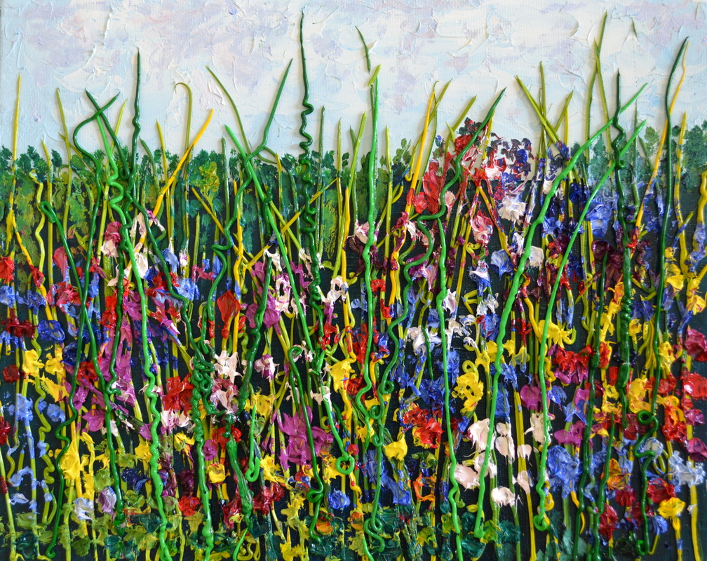 1008x800 Flowers - Wild Flower Meadow Painting