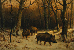 300x204 Boar Paintings - Wild Hog Painting