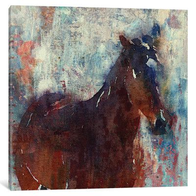 400x400 East Urban Home Wild Horse Painting Print On Wrapped Canvas Size - Wild Horse Painting Canvas