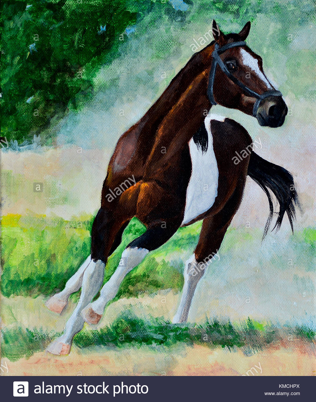1091x1390 Running Wild Horse In Dust Painting On Canvas Stock Photo - Wild Horse Painting Canvas