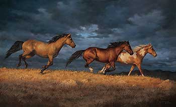 350x214 Thunder Ridge Horses Canvas By Chris Cummings Wild Wings - Wild Horse Painting Canvas
