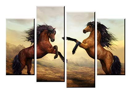 425x305 Fine Horse Paintings For Living Room, Modern Tan - Wild Horse Painting Canvas