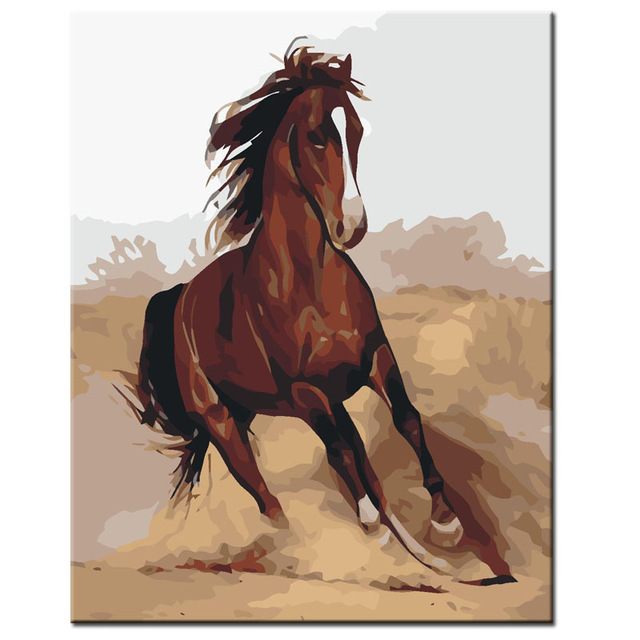 640x640 Wild Horses Diy Painting By Numbers Hand Painted Canvas Oil - Wild Horse Painting Canvas