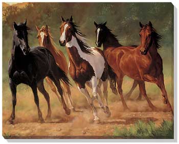 350x282 Coming Home Horses Art Prints By Chris Cummings Wild Wings - Wild Horse Painting Canvas