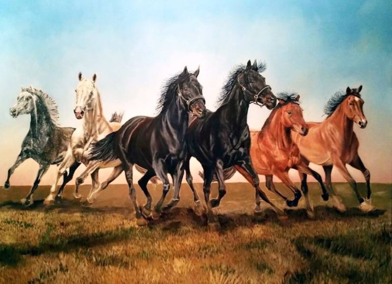 770x558 Saatchi Art Wild Horses Painting By Daniel Magidson - Wild Horses Painting