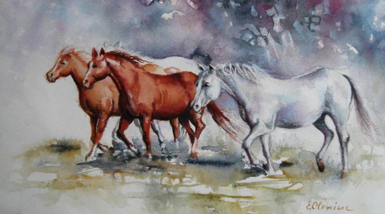 770x429 Saatchi Art Wild Horses Painting By Elena Oleniuc - Wild Horses Painting