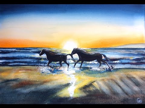 480x360 Watercolor Wild Horses Painting Demonstration - Wild Horses Painting