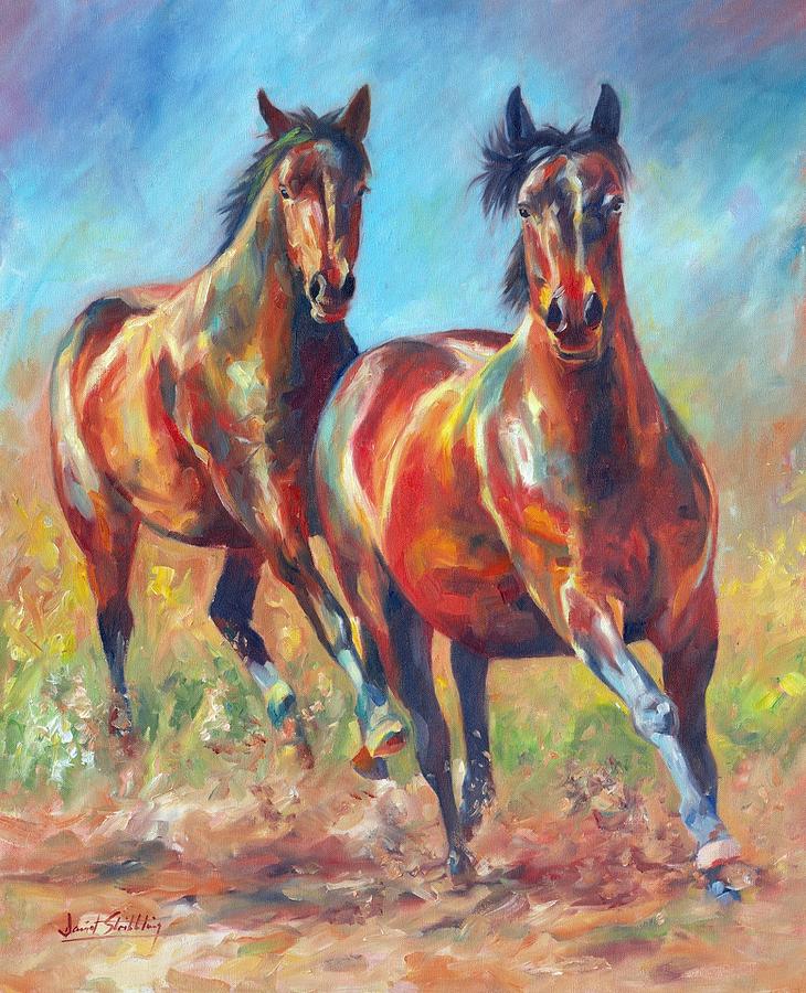 730x900 Wild And Free Painting By David Stribbling - Wild Horses Painting