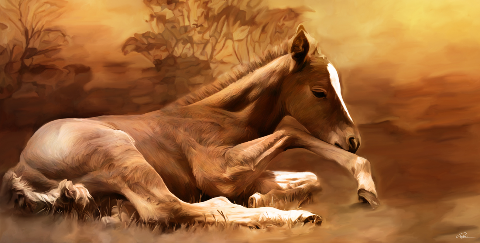 1580x800 Wild Horses Minerswildlifeart's Blog - Wild Horses Painting