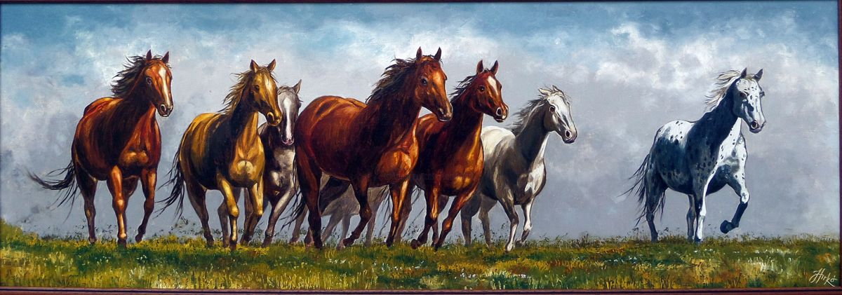 1200x421 Wild Horses (Balint Hirko (Hu)) - Wild Horses Painting