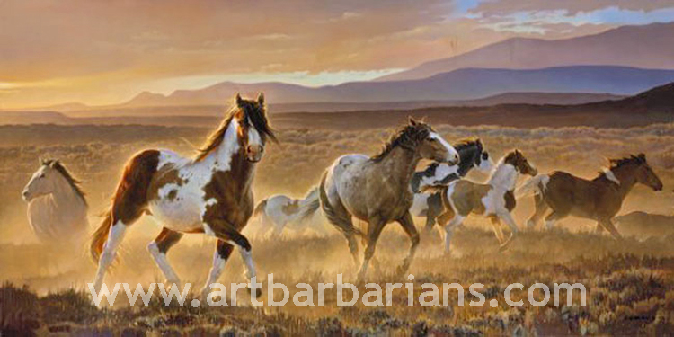 750x375 Wildlife Art Prints Plus Original Paintings With A Wide Selection - Wild Horses Painting