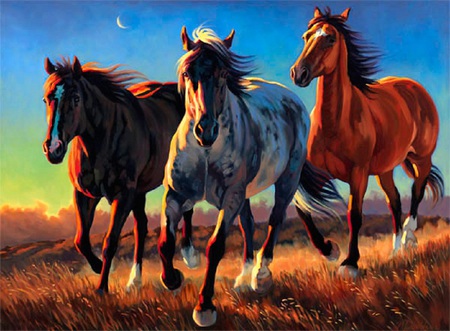 450x331 Painting - Wild Horses Running Painting
