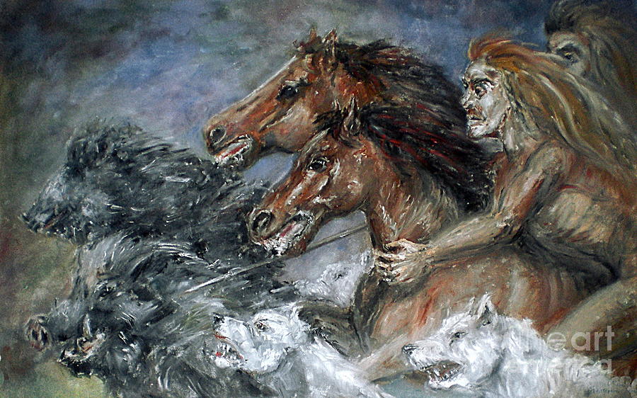 900x562 Wild Hunt Painting By Arturas Slapsys - Wild Hunt Painting