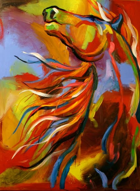 450x616 Call Of The Wild Mustant' Abstract Equine Art Horse Daily Oil - Wild Painting