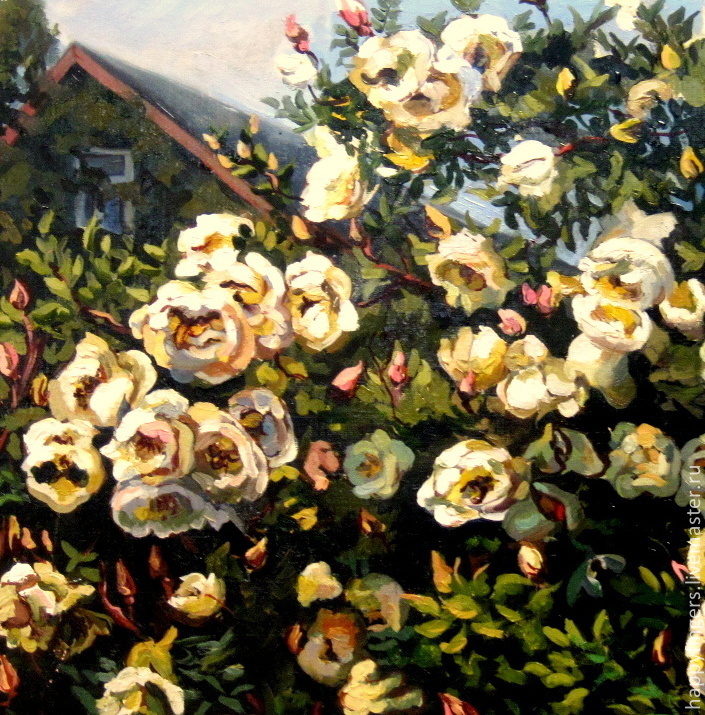 705x715 Oil Painting Wild Roses Shop Online On Livemaster - Wild Rose Painting