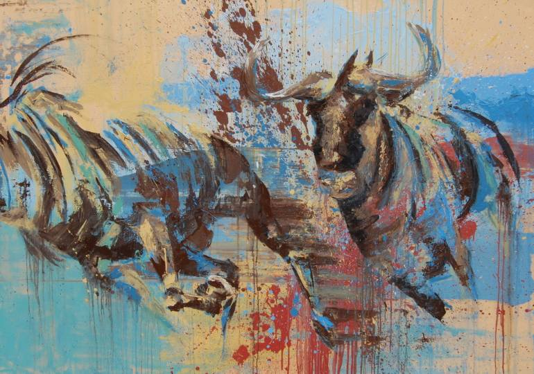 770x540 Saatchi Art Blue Wildebeest Painting By Anna Kirsten - Wildebeest Painting