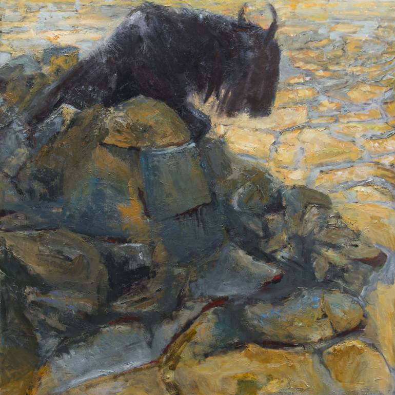 770x770 Saatchi Art Stranded Wildebeest Painting By Kathi Packer - Wildebeest Painting