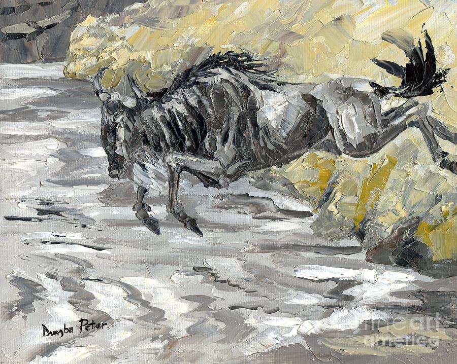 900x718 Wildebeest Painting By Dumba Peter - Wildebeest Painting