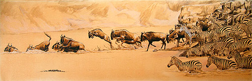 500x161 Wildebeest Painting How To Draw And Paint Animals - Wildebeest Painting