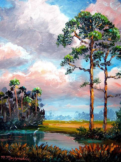 488x650 Florida Slash Pine Wilderness By Mazz Original Paintings - Wilderness Painting