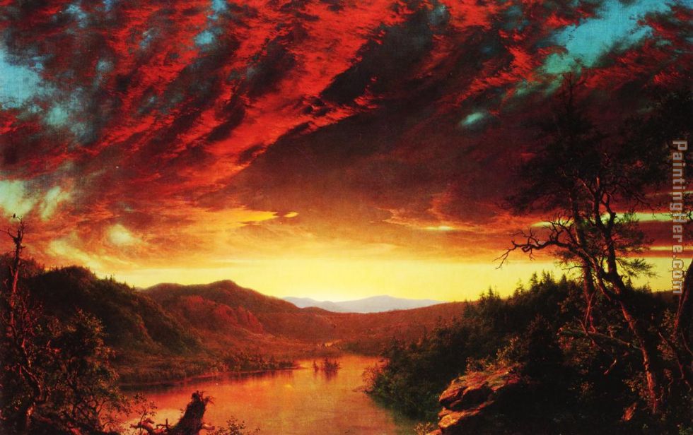 980x616 Frederic Edwin Church Twilight In The Wilderness Painting Anysize - Wilderness Painting