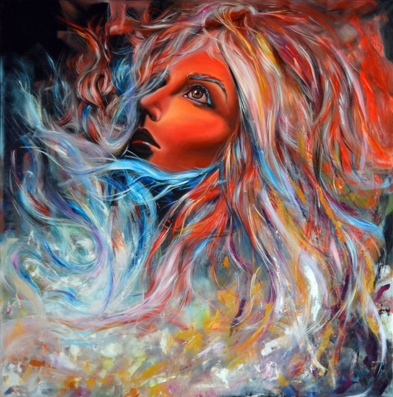 770x779 Saatchi Art Wildfire Painting By Oana Unciuleanu - Wildfire Painting