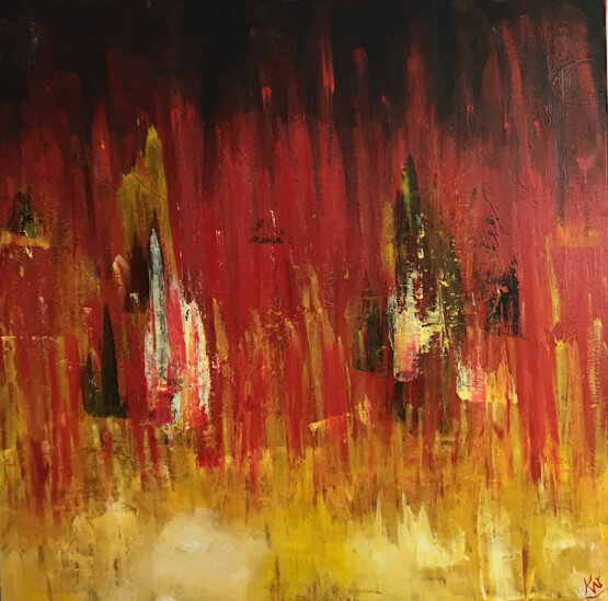 555x549 Buy Abstract Paintings Direct From Artist Kraneil Fine Art - Wildfire Painting