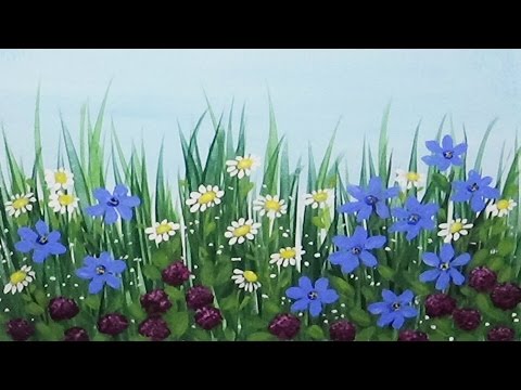 480x360 Wildflowers Acrylic Painting Time Lapse Speed Painting - Wildflower Painting