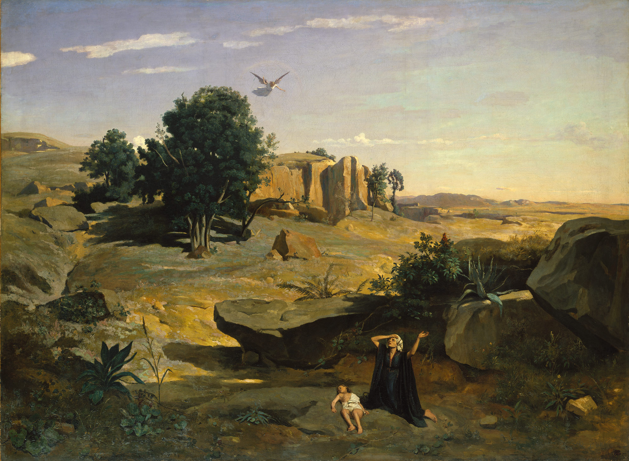 2000x1466 Hagar In The Wilderness Camille Corot 38.64 Work Of Art - Wildness Painting