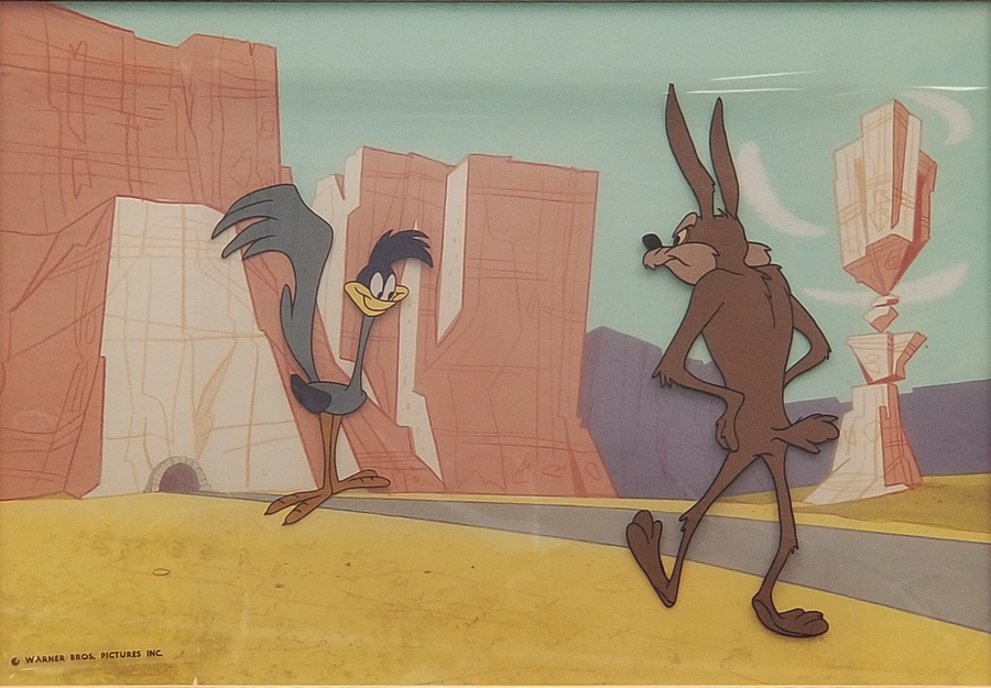 900x625 Wile E Coyote And Road Runner Cel Amp Background - Wile E Coyote Painting