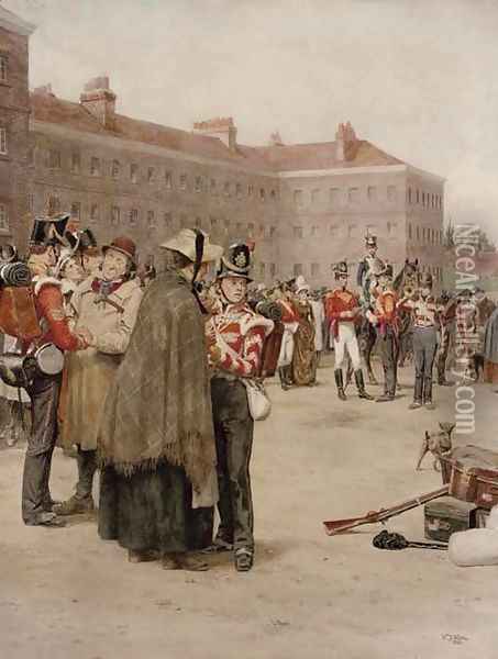 453x600 Last Minute Goodbyes, Ready For The March Oil Painting - William Barnes Painting