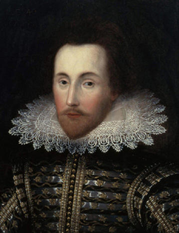 357x465 The Janssen Portrait (C1610) - William Shakespeare Painting