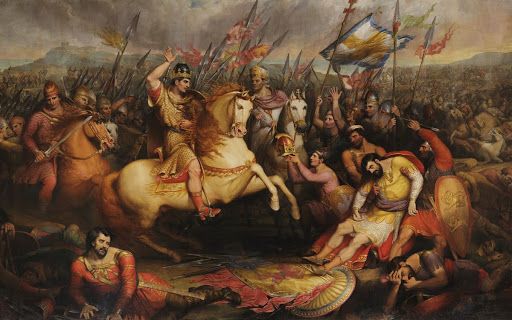 512x320 Oil On Canvas Painting Of The Battle Of Hastings. Main Feature Is - William The Conqueror Painting