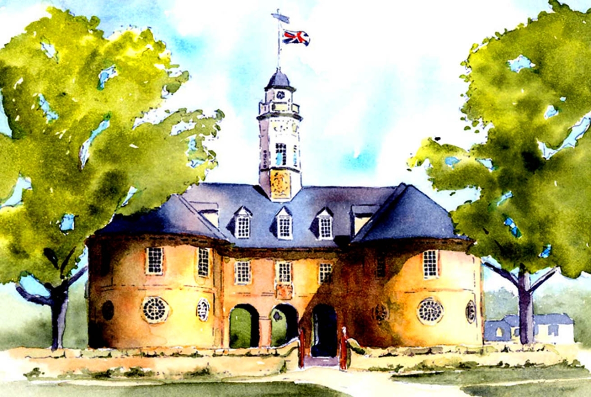 1200x807 Painting Williamsburg Capitol (Original Art By Lynn Hosegood - Williamsburg Painting