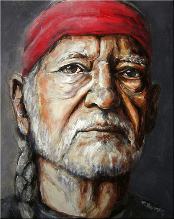 350x441 Top Hand Painted Art Oil Painting - Willie Nelson Painting