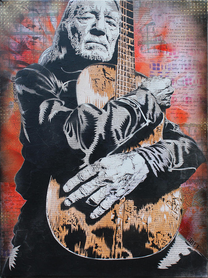 674x900 Willie Nelson And Trigger Painting By Josh Cardinali - Willie Nelson Painting