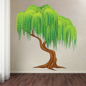 300x300 Weeping Willow Tree Wall Decal Mural Plant Wall Vinyl Painting - Willow Tree Painting