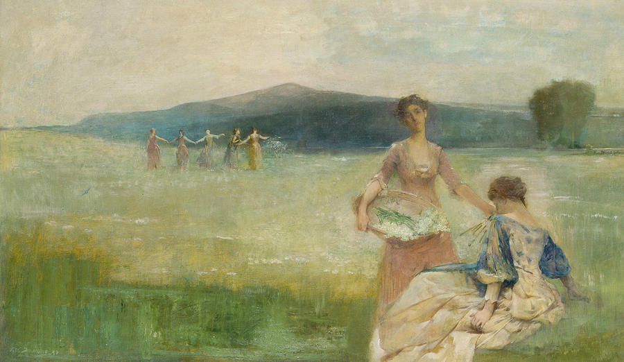 900x522 Spring Painting By Thomas Wilmer Dewing - Wilmer Painting