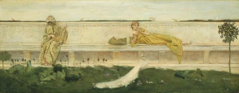 777x304 A Garden 1883 Painting Thomas Wilmer Dewing Oil Paintings - Wilmer Painting