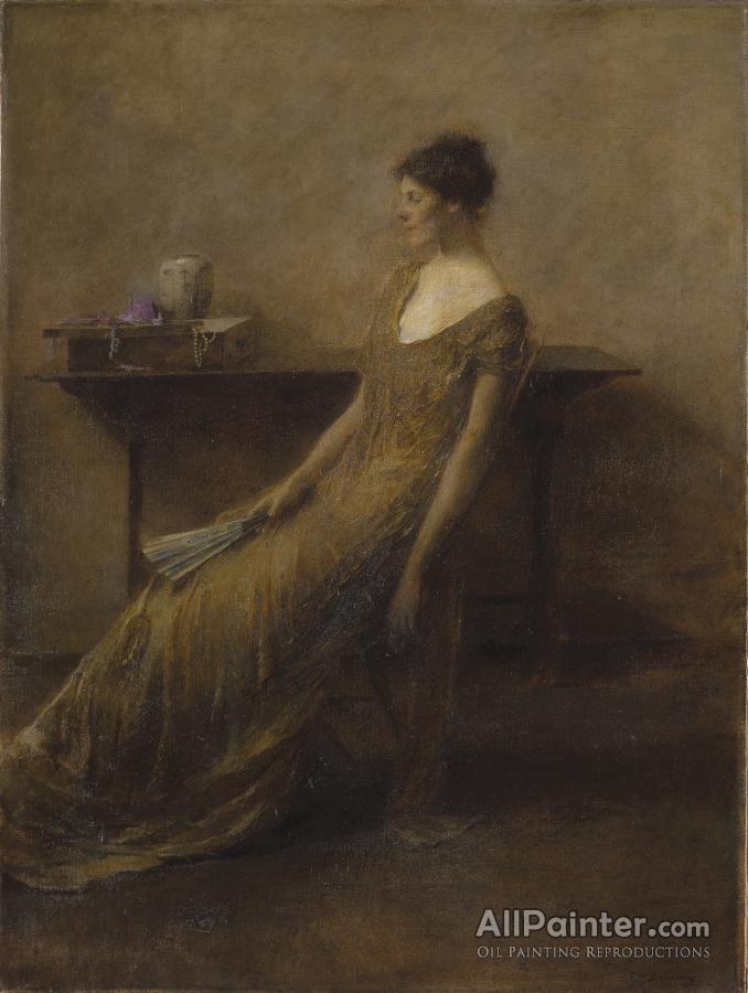 678x900 Thomas Wilmer Dewing Lady In Gold Oil Painting Reproductions - Wilmer Painting
