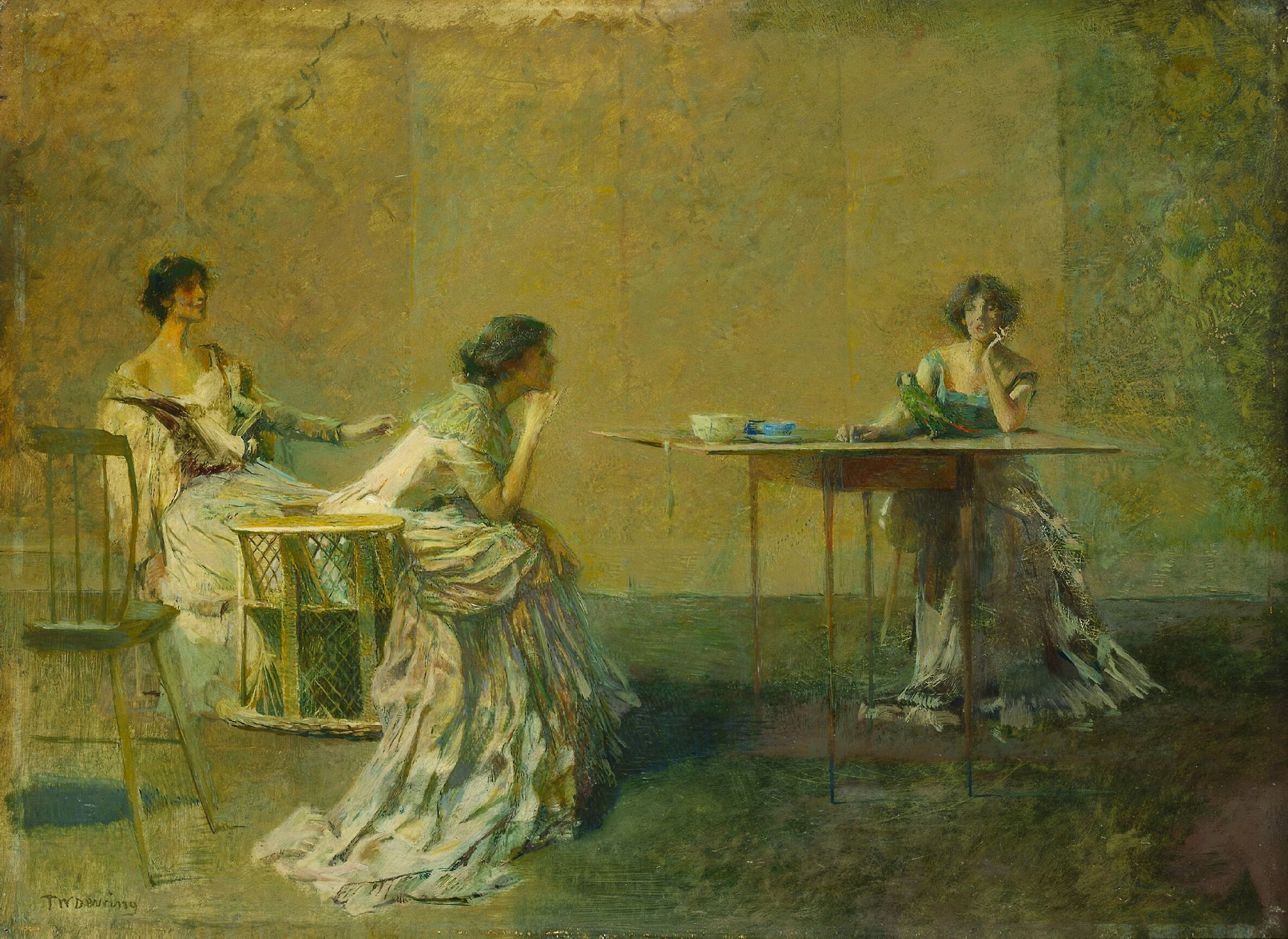 2370x1727 Thomas Wilmer Dewing The Gossip A Man Painting Rich Women - Wilmer Painting