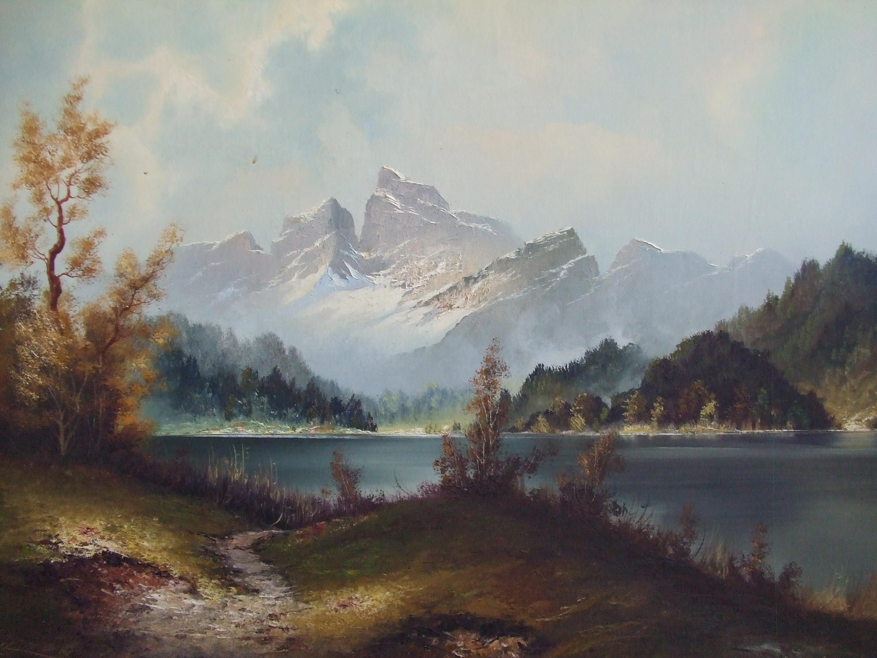2848x2136 Wilmer Painting Mountain Lake - Wilmer Painting