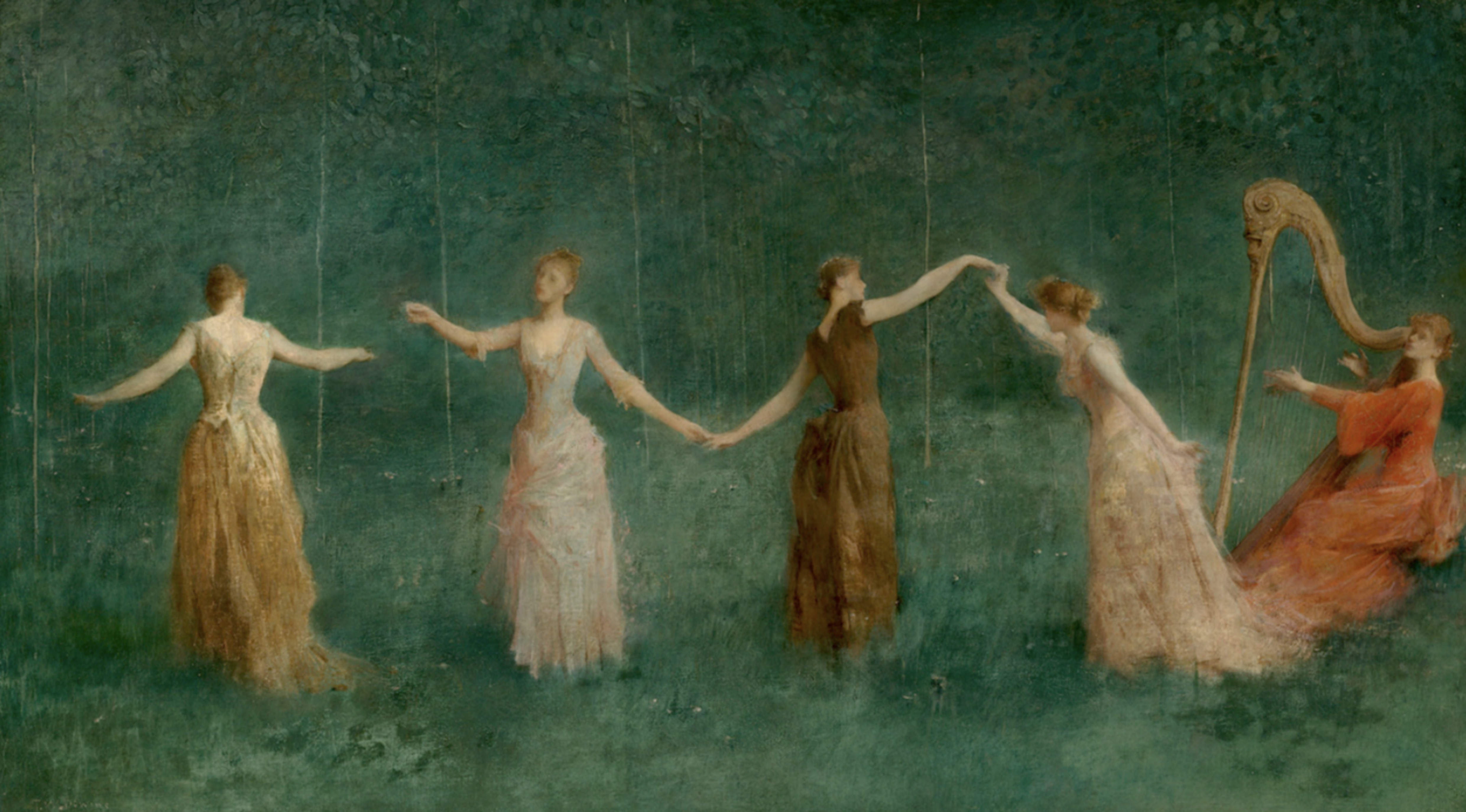 4960x2750 Thomas Wilmer Dewing Summer (1890) At Sunnyside Where Truth - Wilmer Painting Mountain Lake