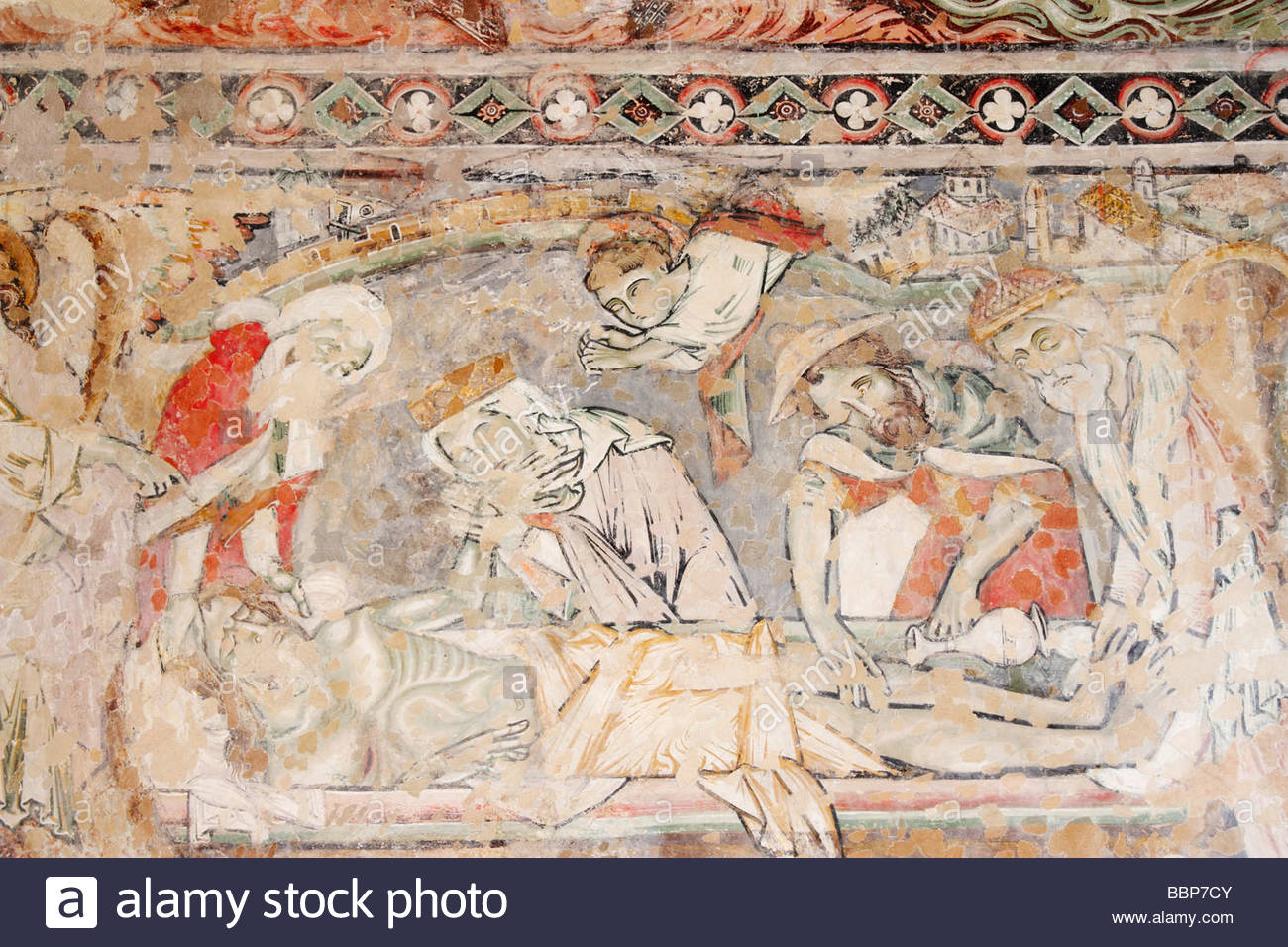 1300x956 12th Century Wall Painting Of Entombment In Holy Sepulchre Chapel - Winchester Painting